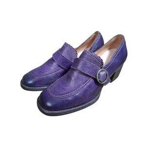 Bed-Stu Oak Tree Farms Womens size 8 DYBA Leather Lavender Chunky Buckle Loafers